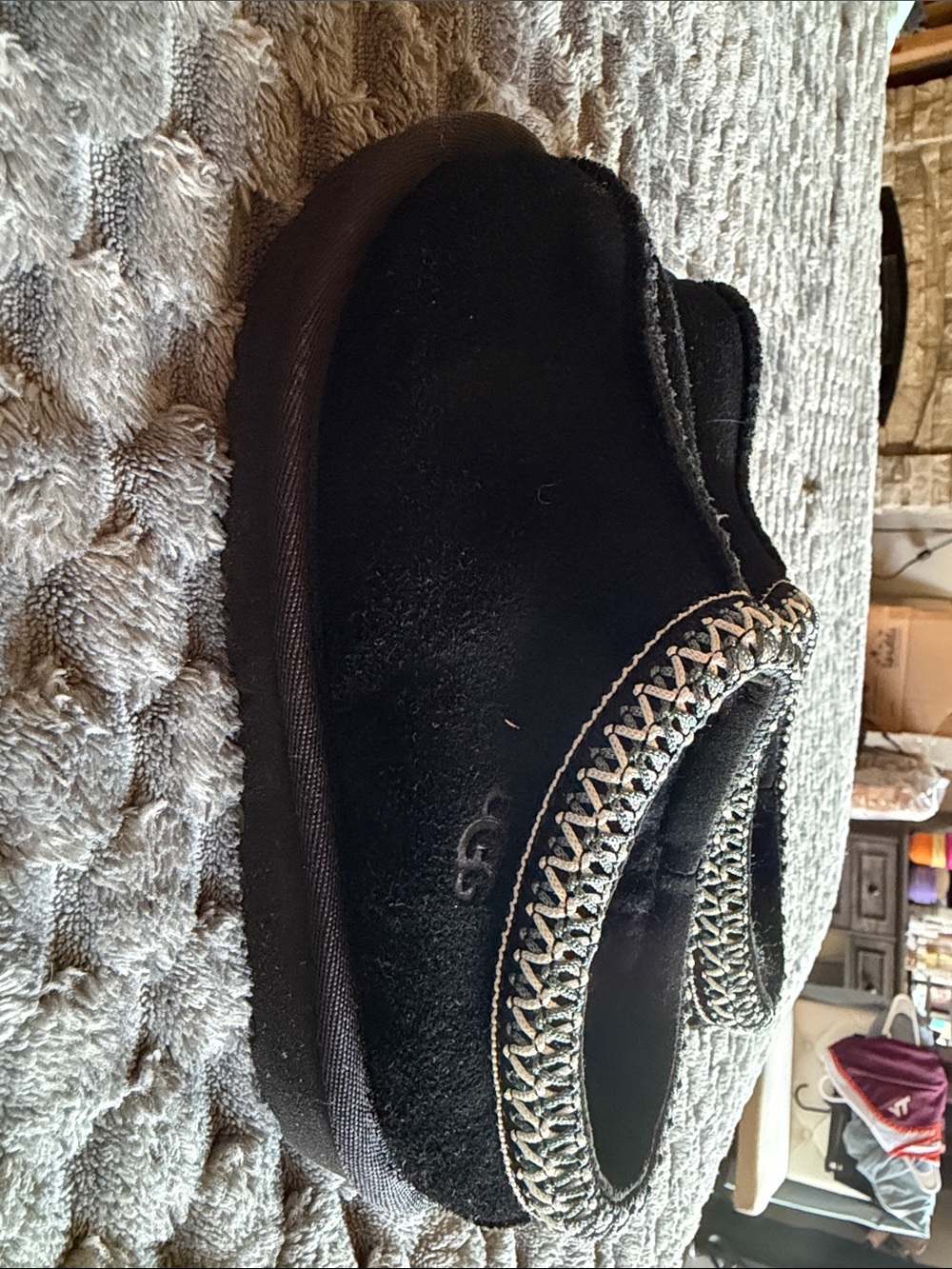 Kids Black Slip-On Suede Casual Shoe